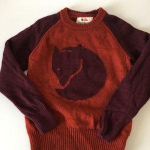 FJALLRAVEN EUC fox sweater 100% wool.